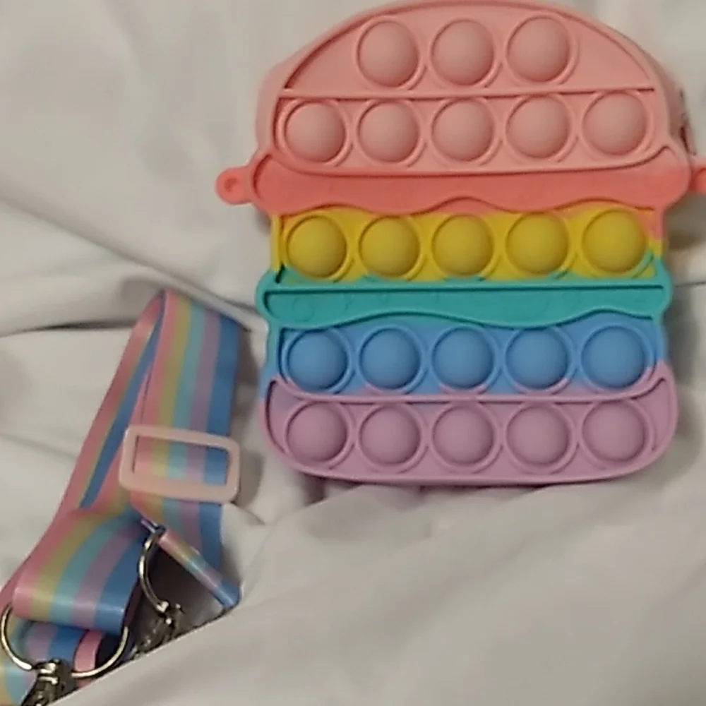 Pop It Rainbow Hamburger Bag 4.5 x 5 x 1.5 inches